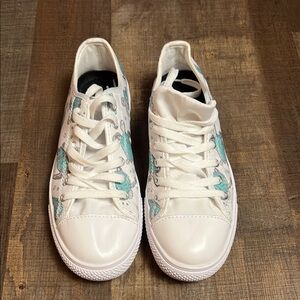Women’s White Canvas Tennis Sneakers shoes Sea Turtle design 8 Casual Summer Y2K